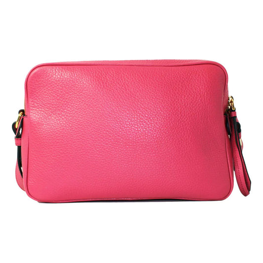 New Peonia Pink Vitello Phenix Leather Double Zip Crossbody 1BH079
